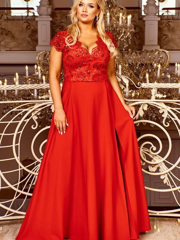 Sukienka na Wesele i Sylwestra Duże Rozmiary Plus Size Crystal Red
